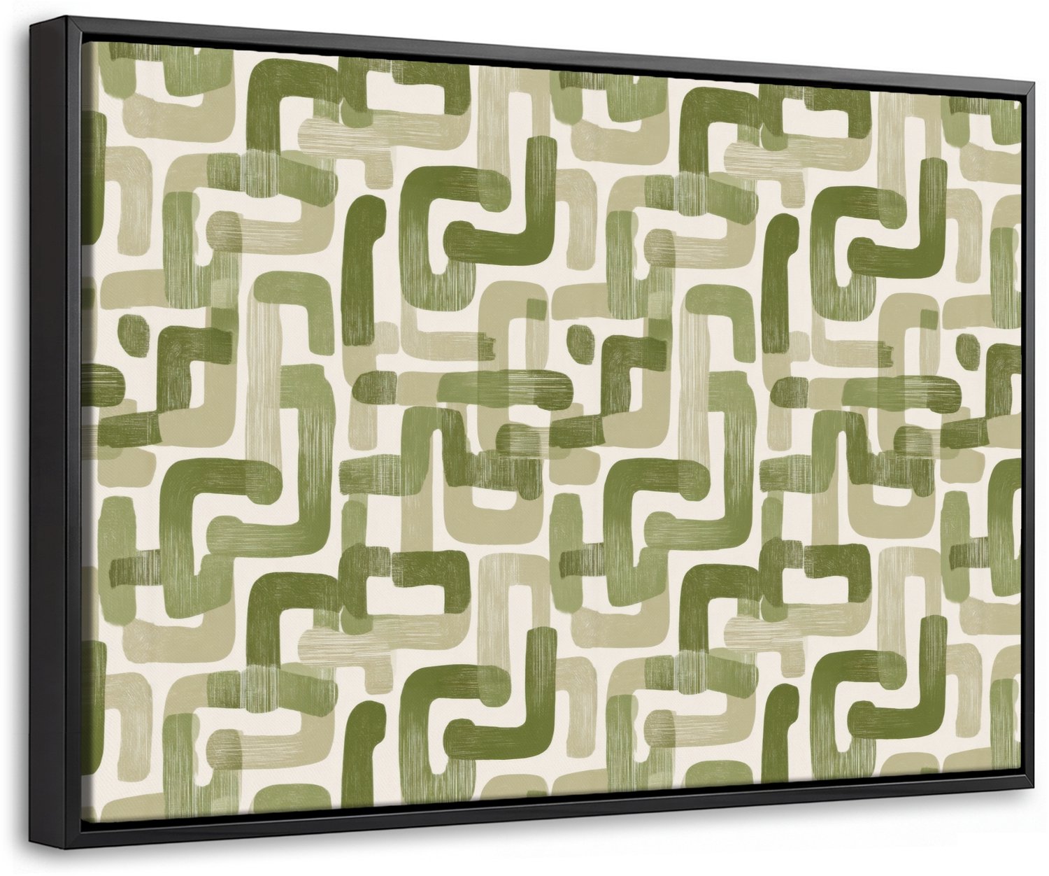 Canvas Schilderij met Baklijst 30x20cm - Modern - Grafisch - Groen - Muurdecoratie woonkamer - Slaapkamer decoratie - Kamer accessoires - Schilderijen op canvas met lijst