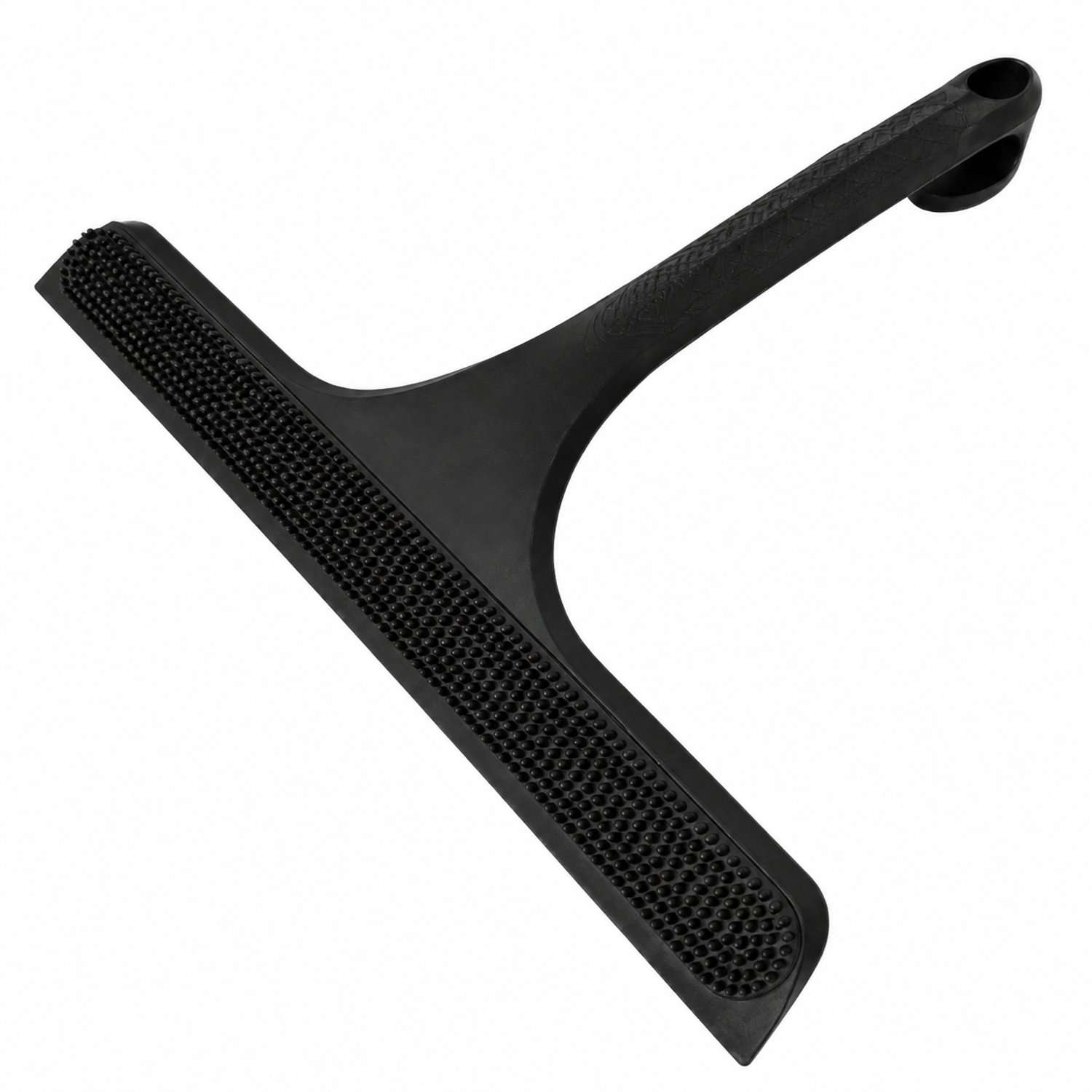 Zwarte 2-in-1 siliconen douchewisser met wiskop van 27,5 cm - Reinigingsvlak met nopjes en ophangoog - Voor glas, spiegels en tegels