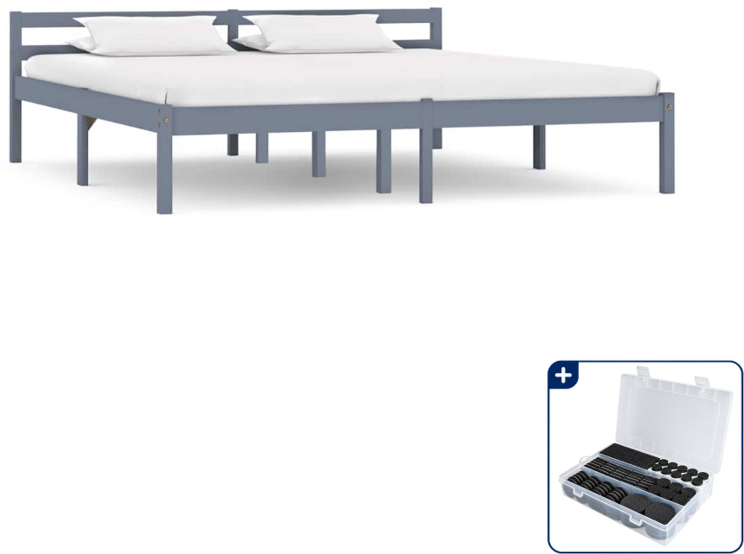 vidaXL bedframe - Queensize - 160 x 200 cm - grijs - Inclusief antikrasvilt 177-delig