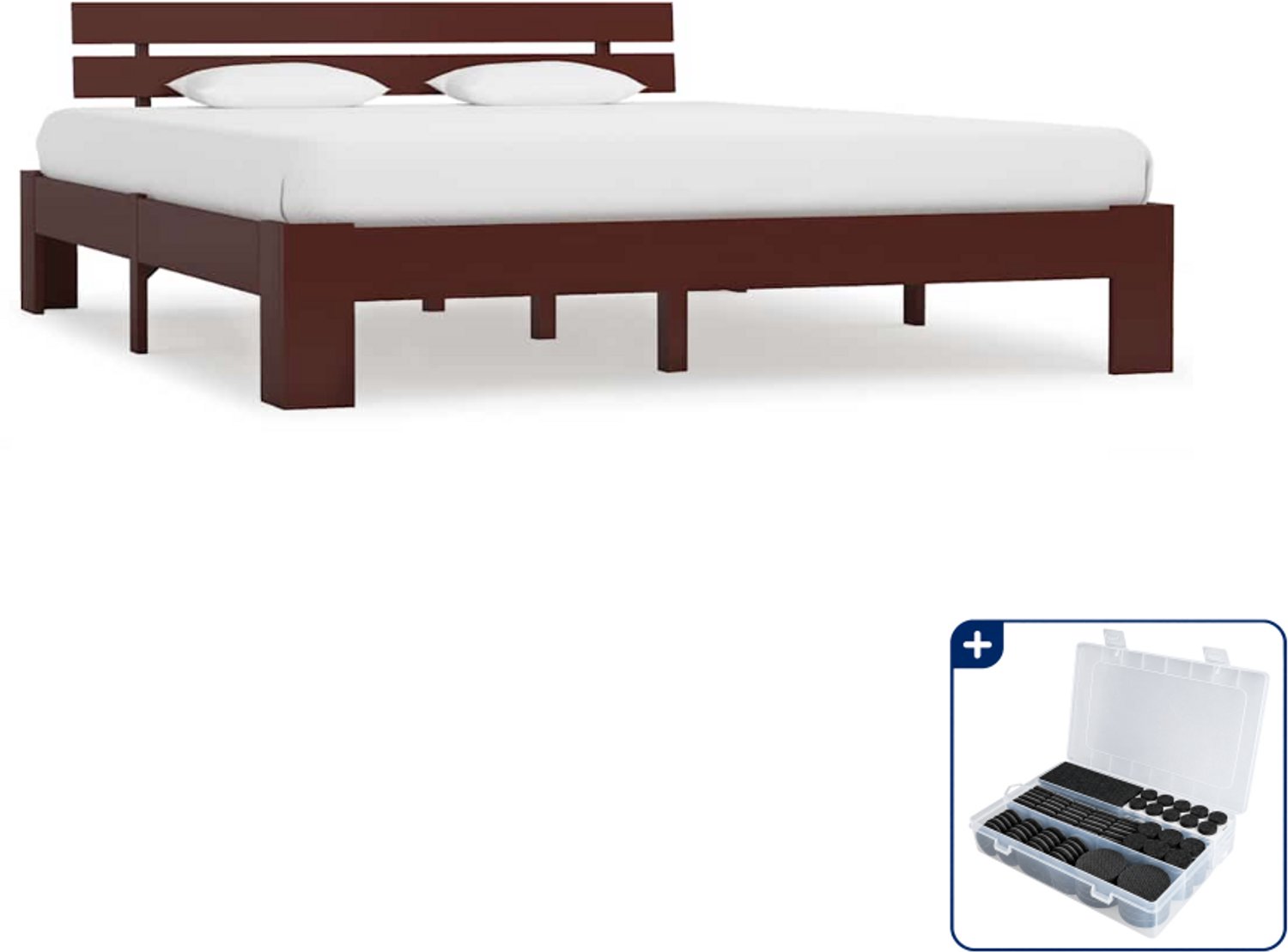 vidaXL bedframe - Queensize - 160 x 200 cm - donkerbruin - Inclusief antikrasvilt 177-delig