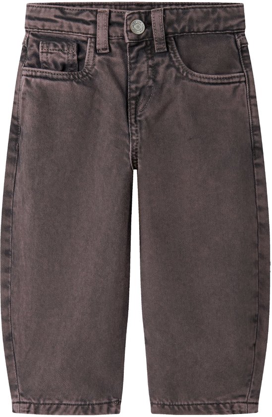 Bruine jeans met barrel-fit pasvorm, riemlussen en voorzakken.