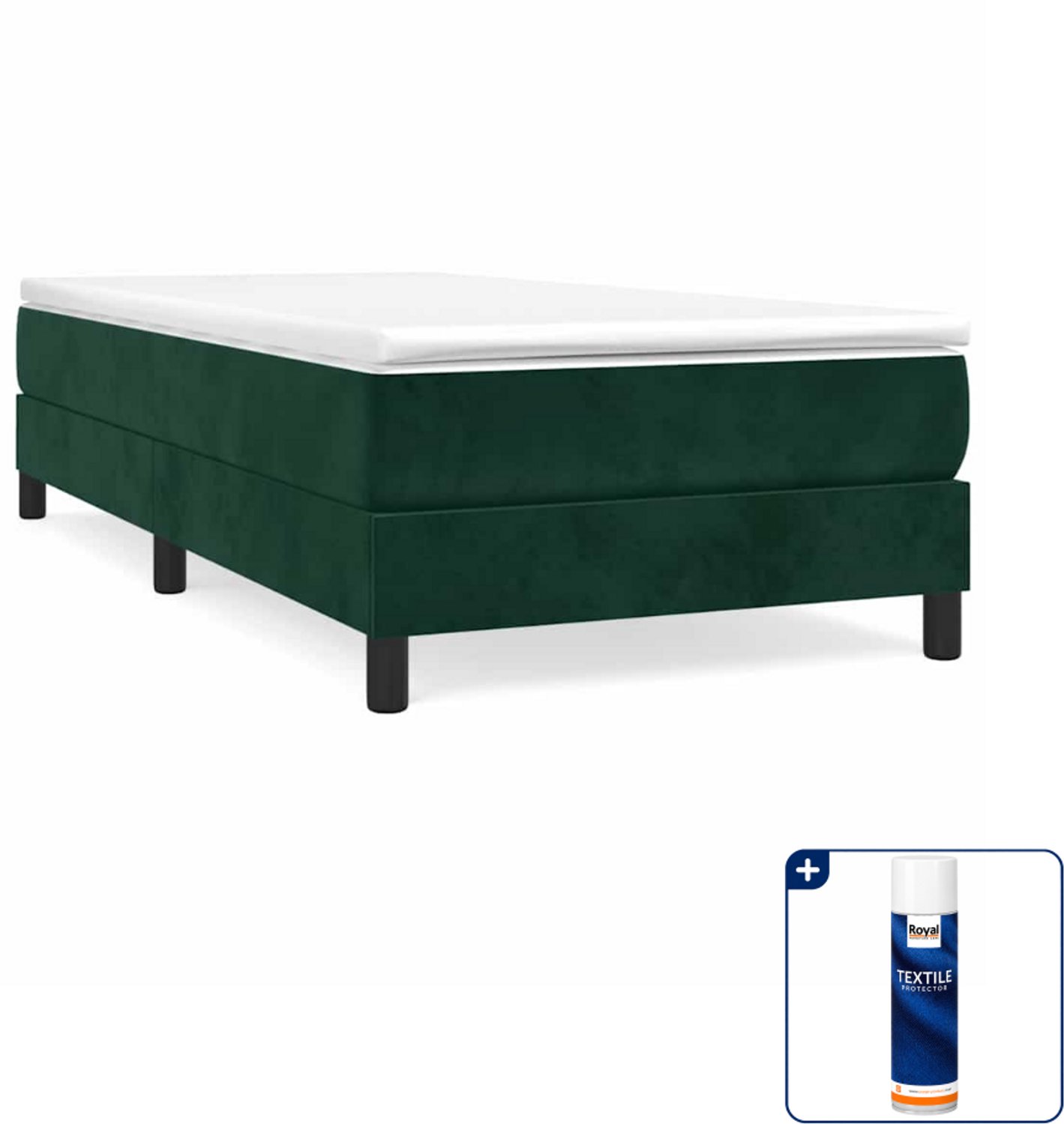 vidaXL boxspring - 100 x 200 cm - fluweel - donkergroen - Inclusief textielbeschermer 500 ml Bruin
