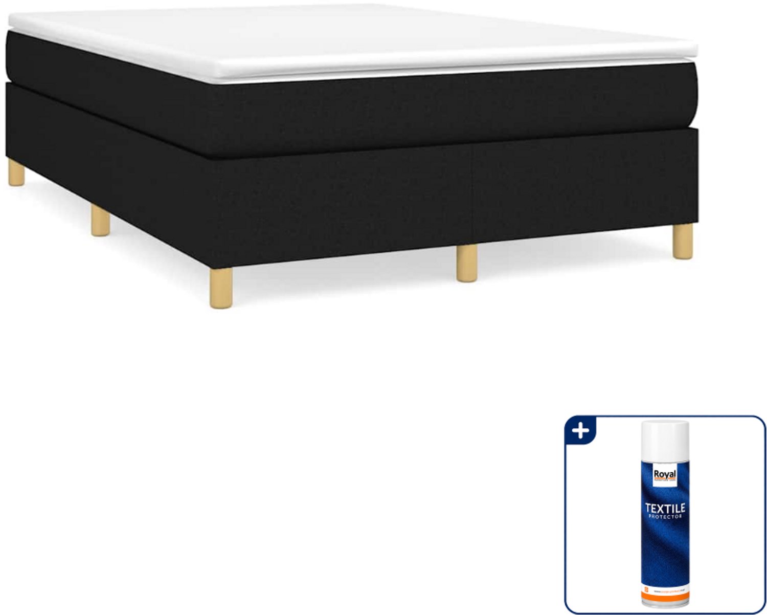 vidaXL boxspring bed - 140 x 190 cm - zwart - Inclusief textielbeschermer 500 ml Groen