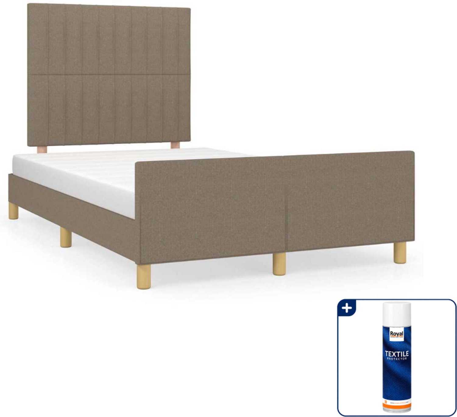 vidaXL Bedframe - 120 x 200 cm - stof - taupe - Inclusief textielbeschermer 500 ml