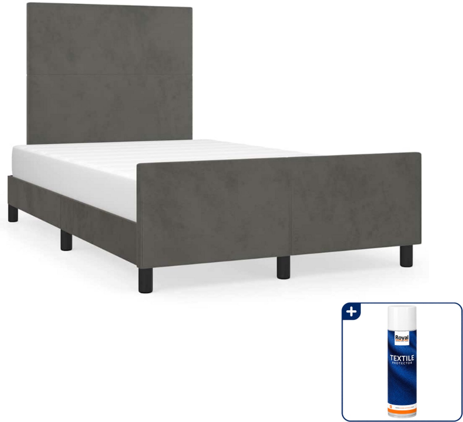vidaXL Bedframe - 120 x 200 cm - fluweel - donkergrijs - Inclusief textielbeschermer 500 ml