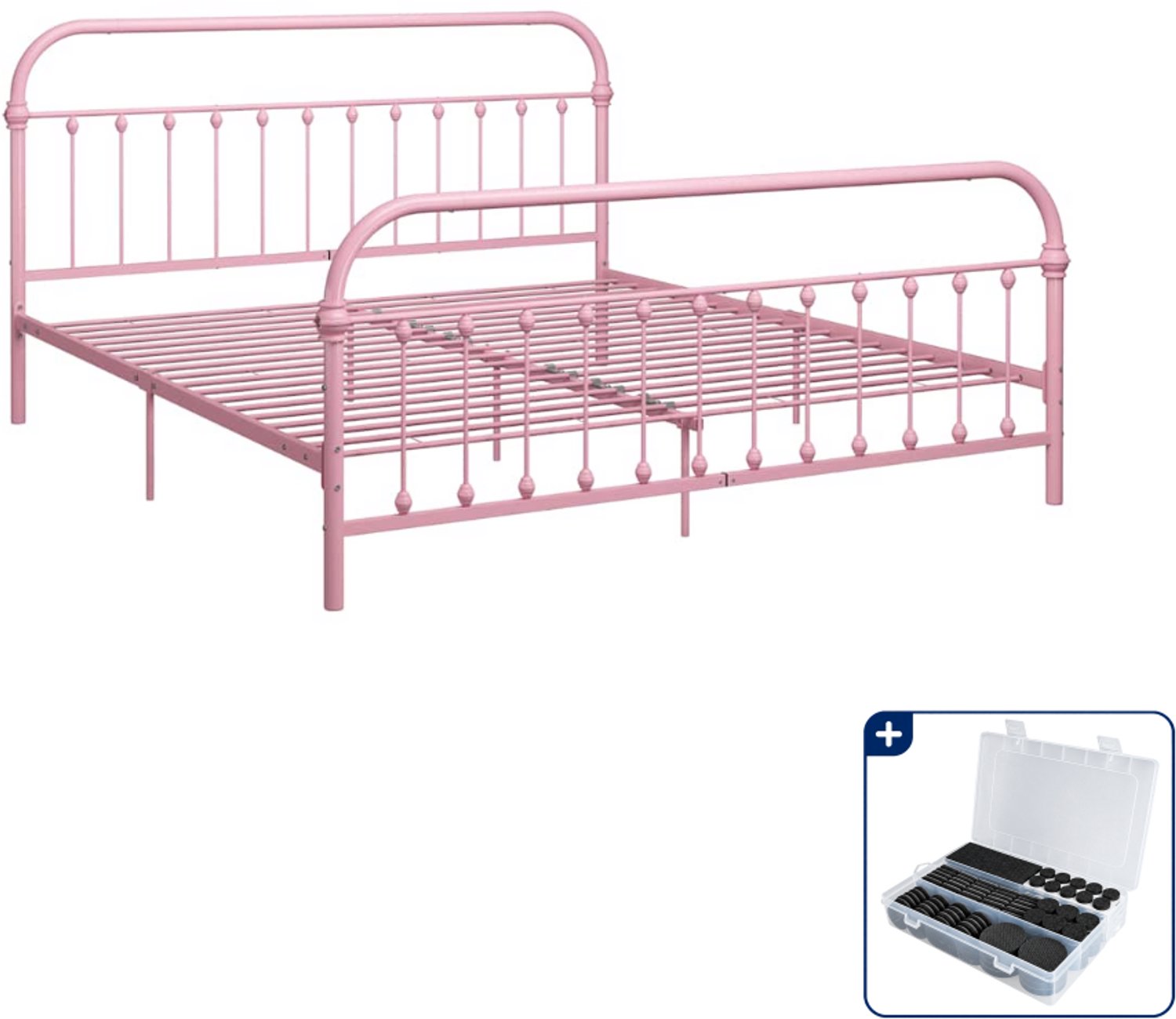 vidaXL Bedframe - Kingsize - 180 x 200 cm - roze - Inclusief antikrasvilt 177-delig