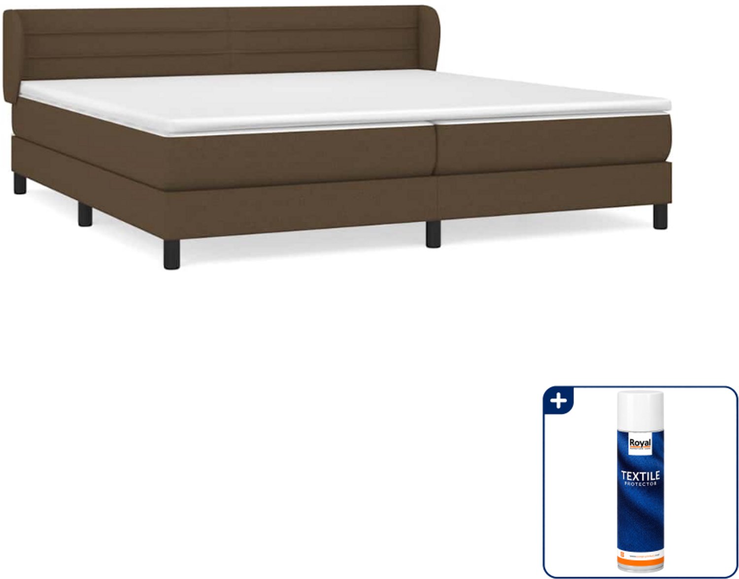 vidaXL Boxspring - 200 x 200 cm - donkerbruin - Inclusief textielbeschermer 500 ml