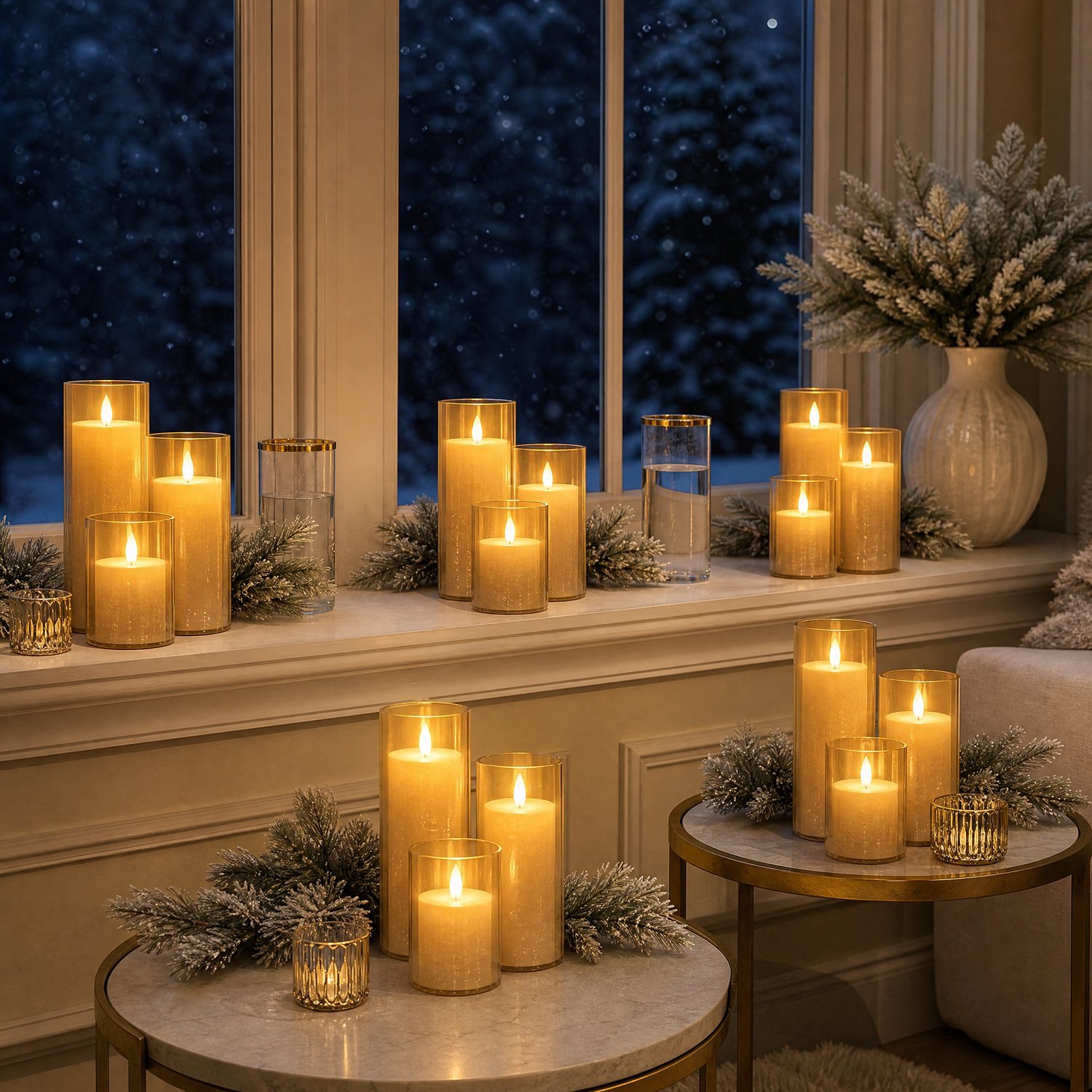 Froadp 9PCS LED-kaarsen met timerfunctie en afstandsbediening - Vlamloze, flikkerende batterijkaarsen voor thuis, bruiloften, kerstdecoraties en stijlvolle woonaccessoires Goud