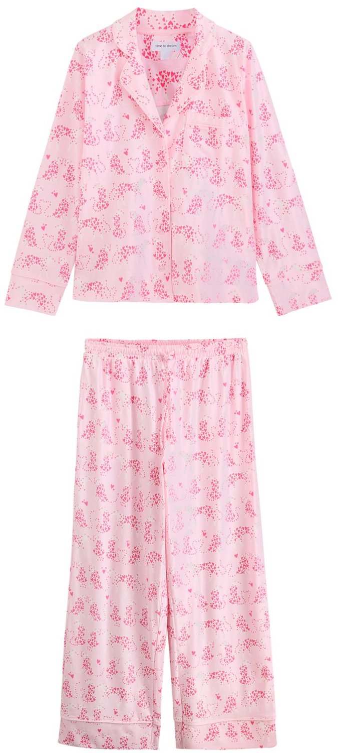 Next Dames - Pyjama met knopen en jerseystof - Tall - Roze Pink Leopard