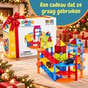 Olvy magnetische racebaan-set met 126 onderdelen in geschenkverpakking. Tekst: Een cadeau dat ze graag gebruiken.