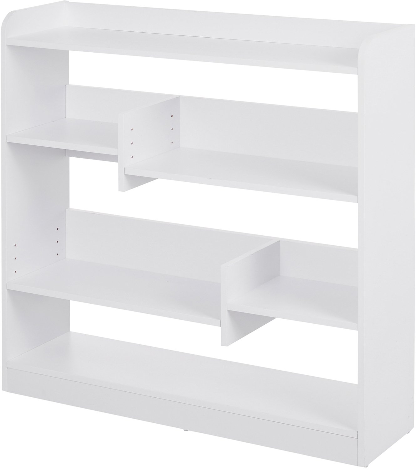 Lunpog Boekenkast plank opbergkast dim. 90L x 24B x 91H cm 4 niveaus 3 achterpanelen spaanplaat wit | 4 niveaus, 3 achterpanelen, spaanplaat