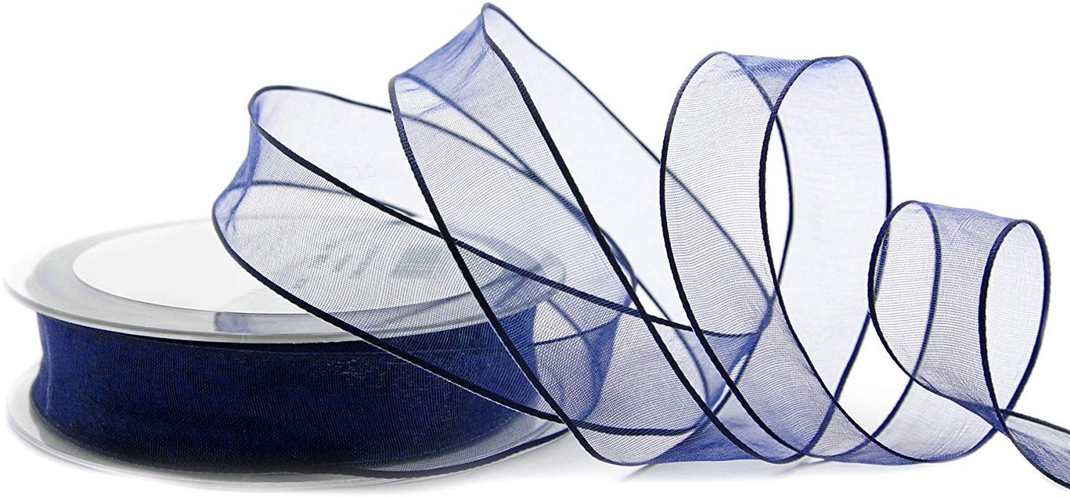 Chiffon lint - 20 m x 25 mm - donkerblauw