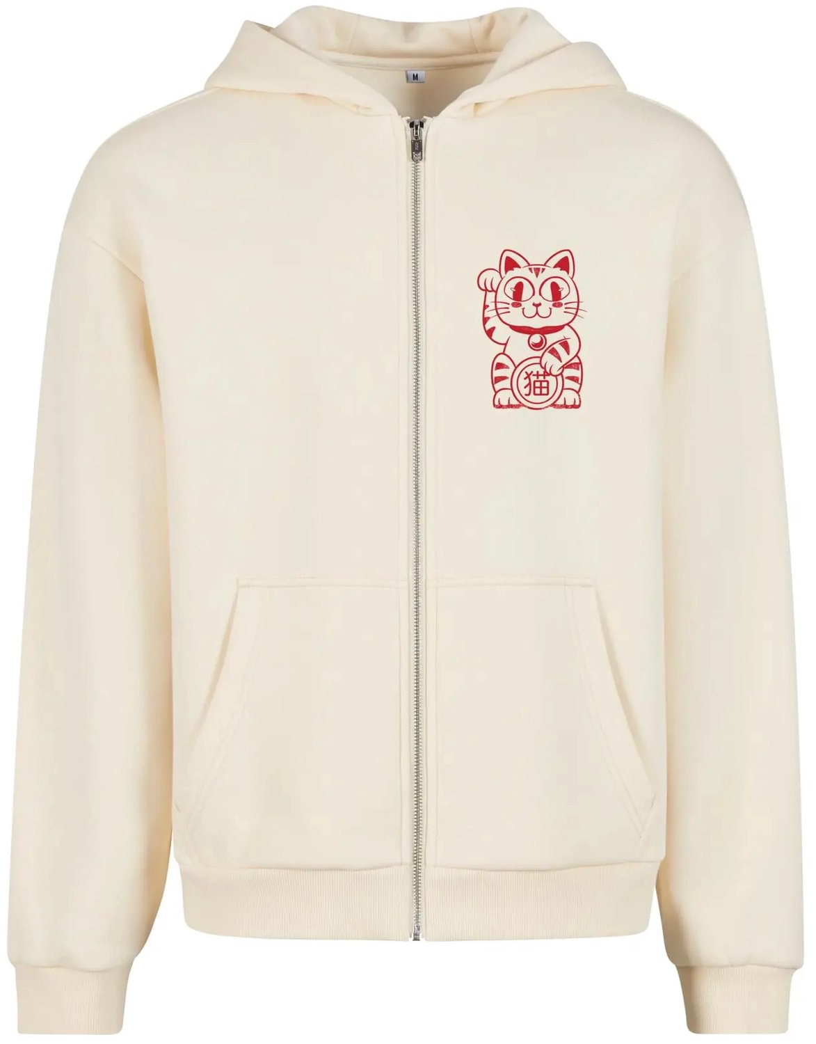 Hooded sweatshirt met rits Mister Tee Good Luck Cat Whitesand