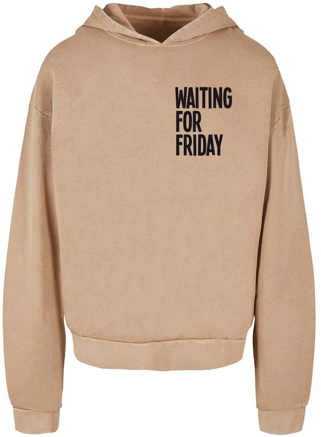 Hoodie Mister Tee Waiting For Friday Acid Washed Unionbeige