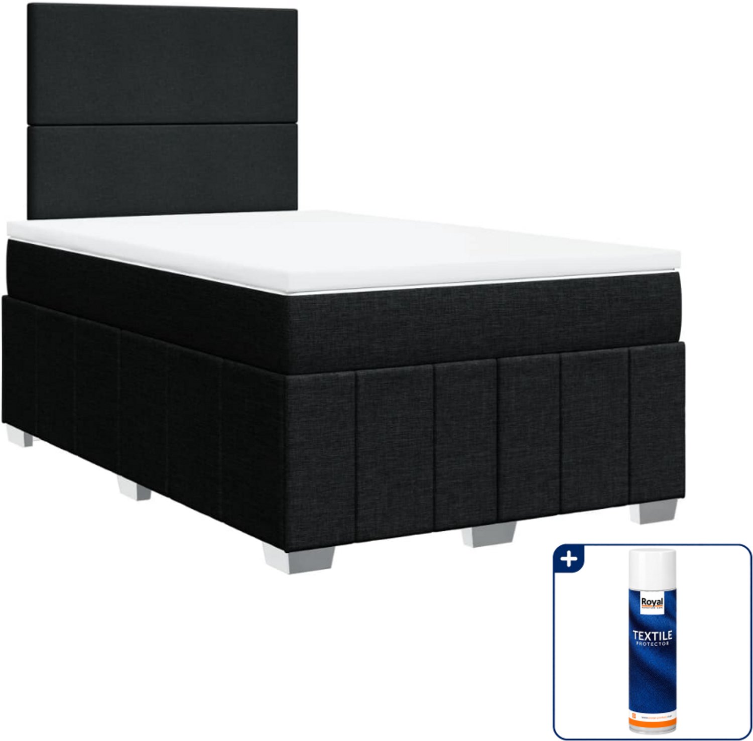 vidaXL boxspring met matras 120 x 190 cm - stof - zwart - Inclusief textielbeschermer 500 ml