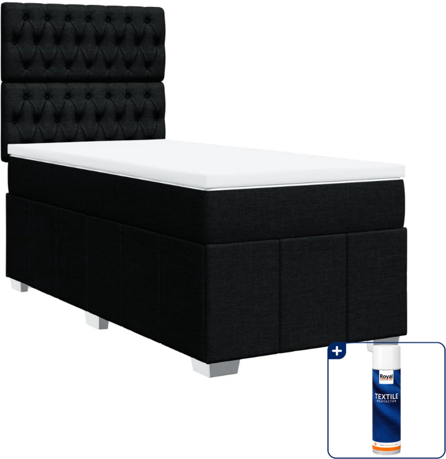vidaXL Boxspring 80 x 200 cm - stof - zwart - Inclusief textielbeschermer 500 ml