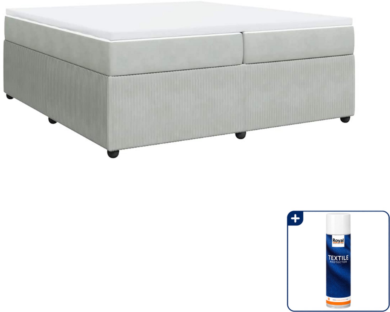 vidaXL boxspring met matras - super kingsize - 200 x 200 cm - lichtgrijs - Inclusief textielbeschermer 500 ml