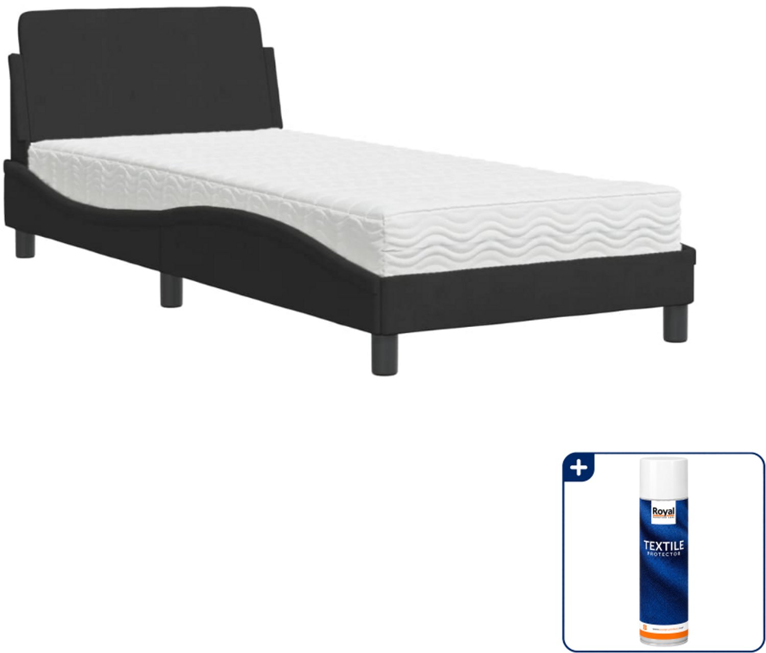 vidaXL Dover bed met matras - 90 x 200 cm - fluweel - zwart - Inclusief textielbeschermer 500 ml Blauw