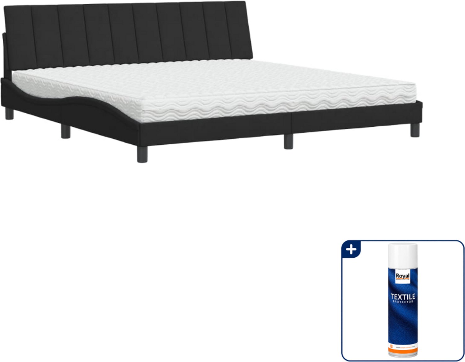 vidaXL Hanko bed met matras - 200 x 200 cm - fluweel - zwart - Inclusief textielbeschermer 500 ml