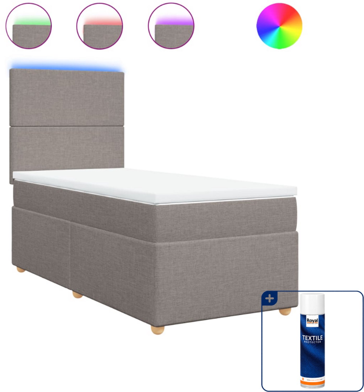 vidaXL boxspring met matras - 100 x 200 cm - taupe - Inclusief textielbeschermer 500 ml