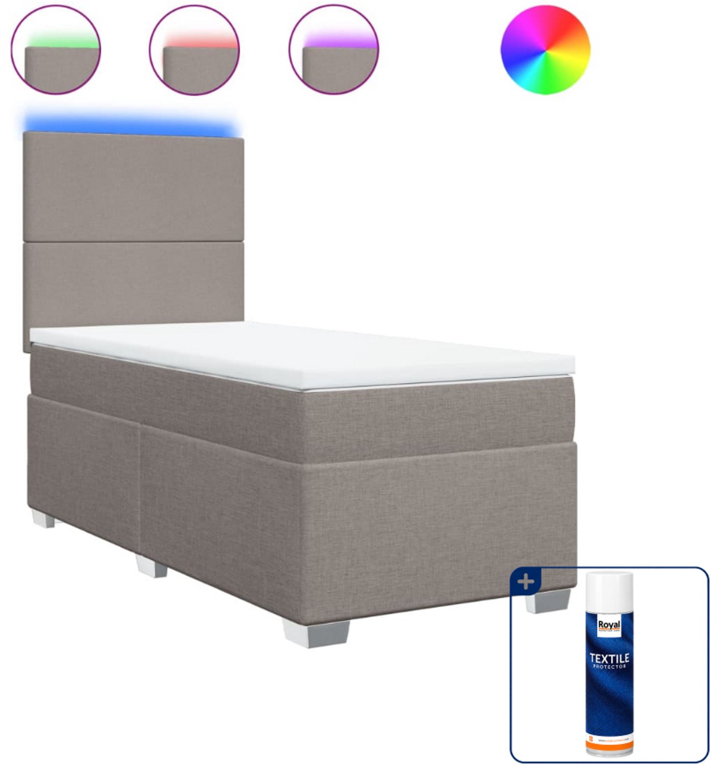 vidaXL boxspring 100 x 200 cm - stof - taupe - Inclusief textielbeschermer 500 ml