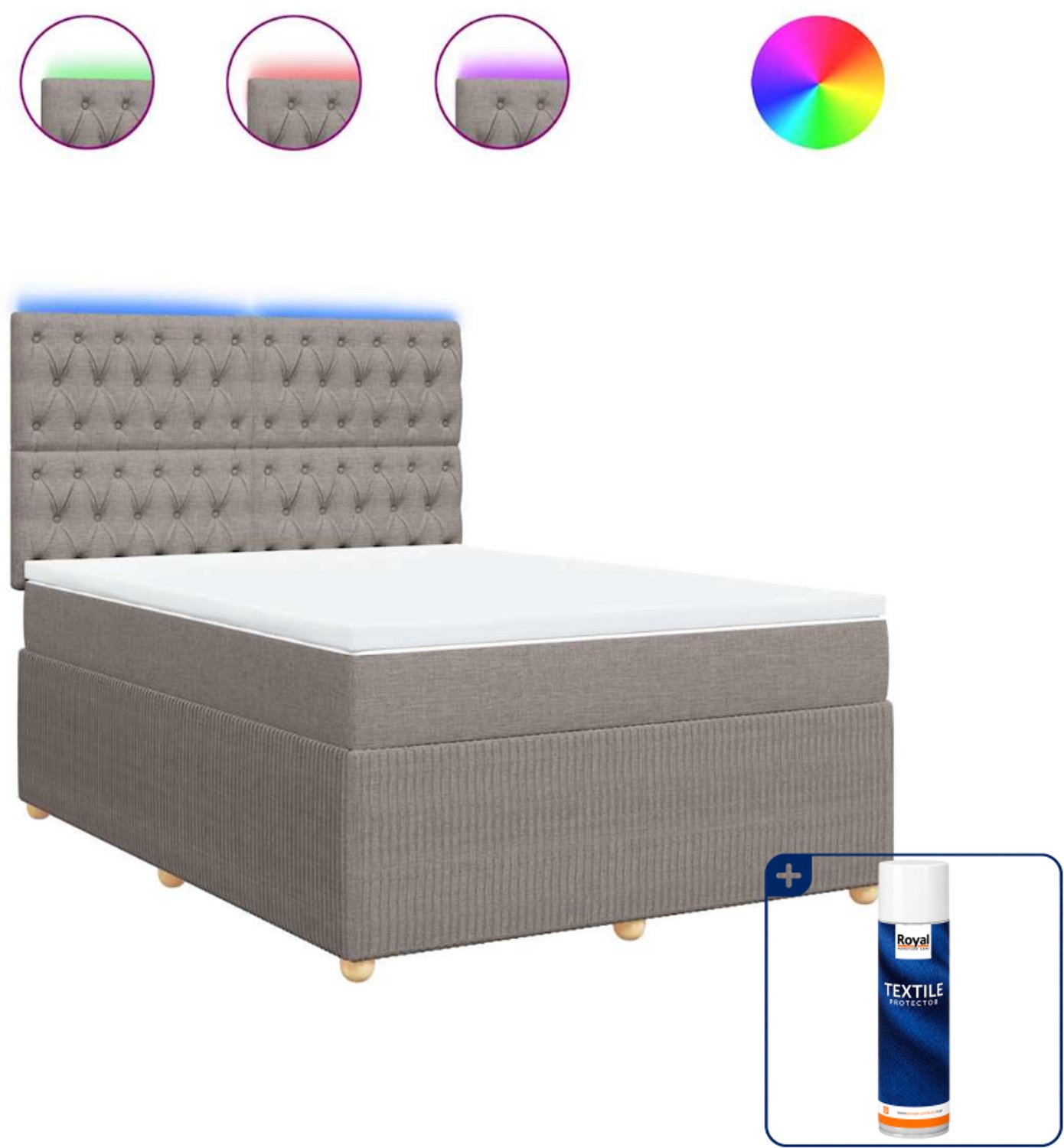 vidaXL Queensize boxspring met matras - 160 x 200 cm - taupe - Inclusief textielbeschermer 500 ml