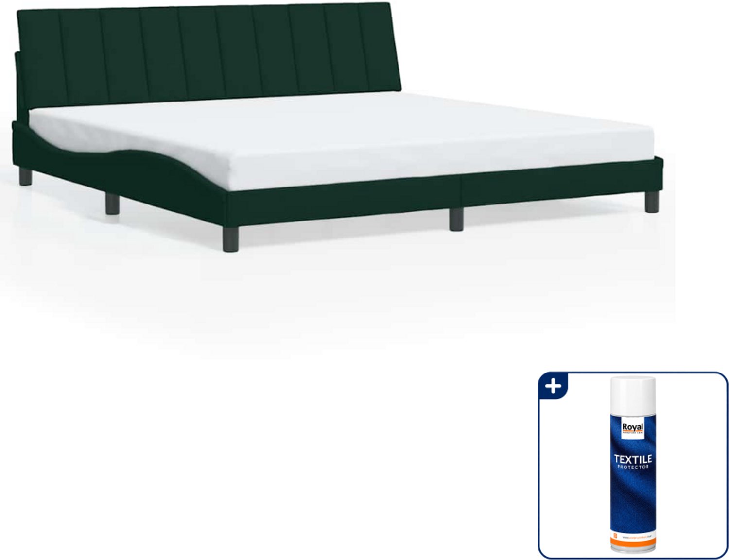 vidaXL bedframe Hanko - 200 x 200 cm - fluweel - donkergroen - Inclusief textielbeschermer 500 ml Grijs