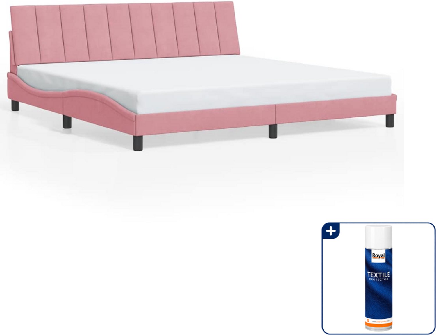 vidaXL Bedframe Hanko - 200 x 200 cm - roze - Inclusief textielbeschermer 500 ml Zwart