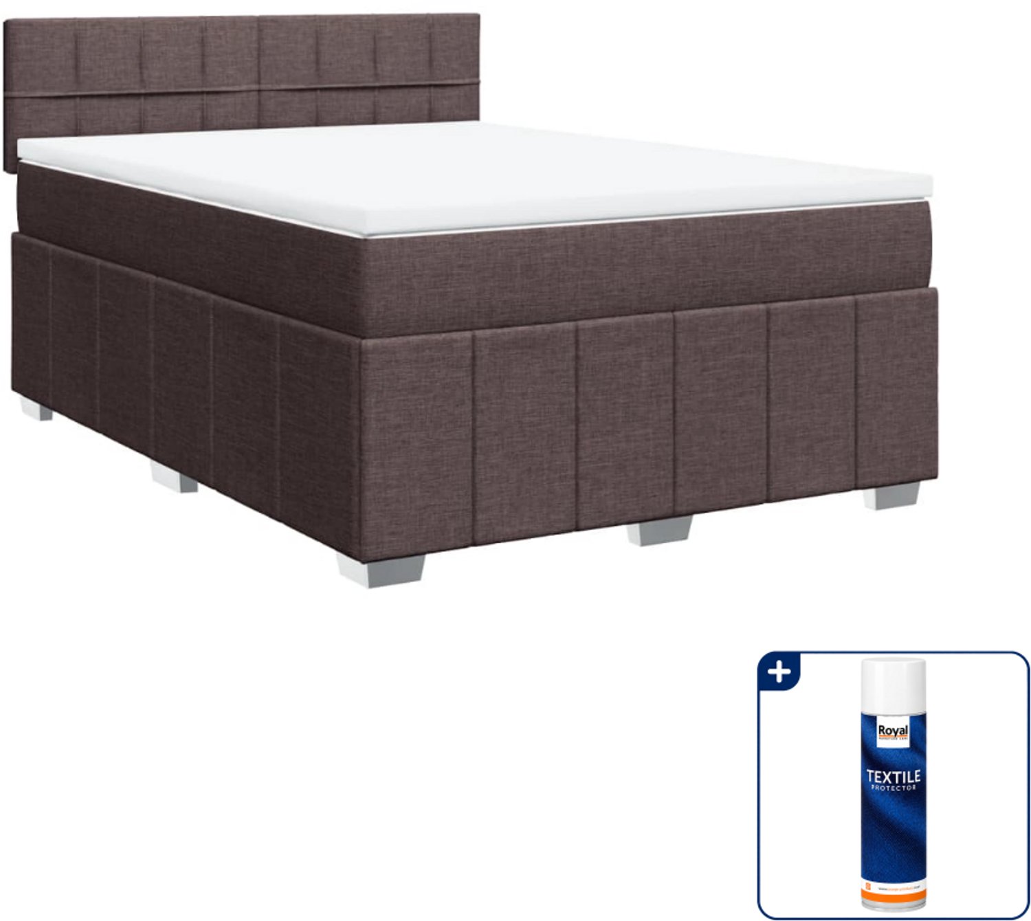 vidaXL boxspring - Queensize - 160 x 200 cm - donkerbruin - Inclusief textielbeschermer 500 ml