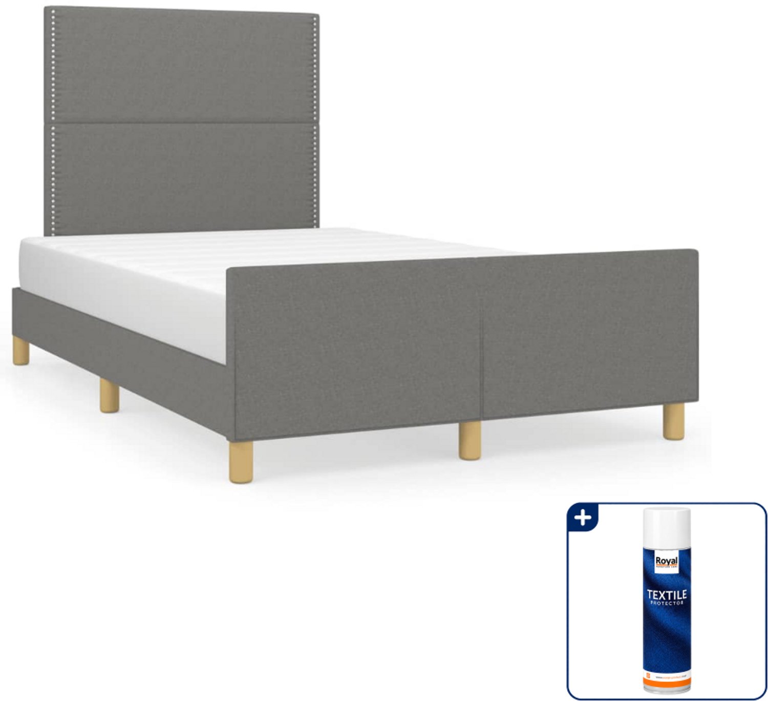 vidaXL bedframe 120 x 190 cm - stof - donkergrijs - Inclusief textielbeschermer 500 ml