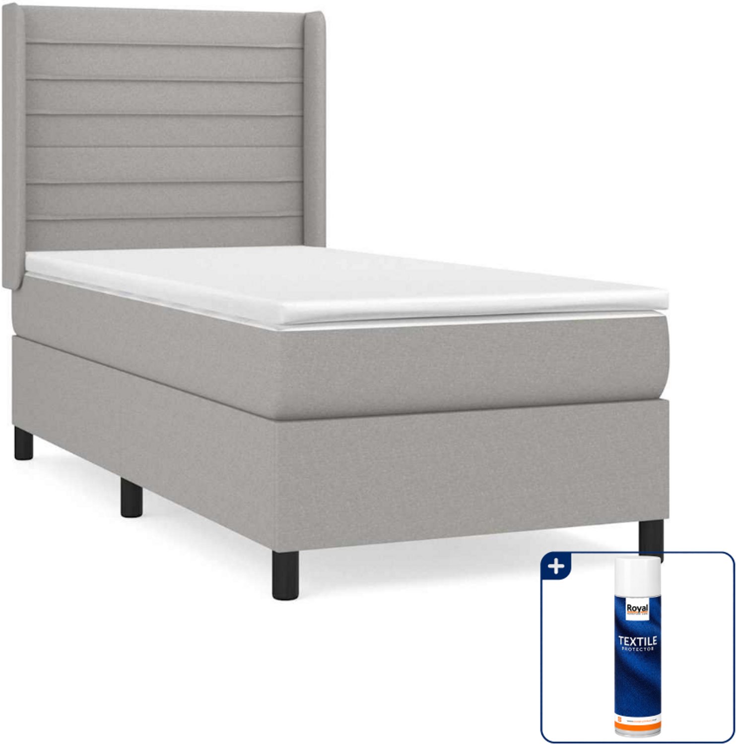 vidaXL boxspring met matras - 80 x 200 cm - lichtgrijs - Inclusief textielbeschermer 500 ml