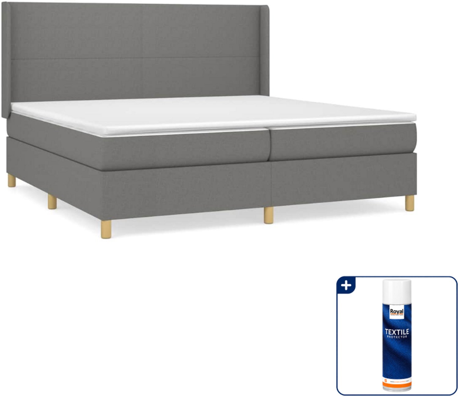 vidaXL boxspring met matras 200 x 200 cm - donkergrijs - Inclusief textielbeschermer 500 ml