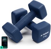 Hulser Dumbbell set - 2 x 4,0 kg - Neopreen - Blauw - Met digitale startgids - Gewichten - Fitness halterset - Krachttraining halters