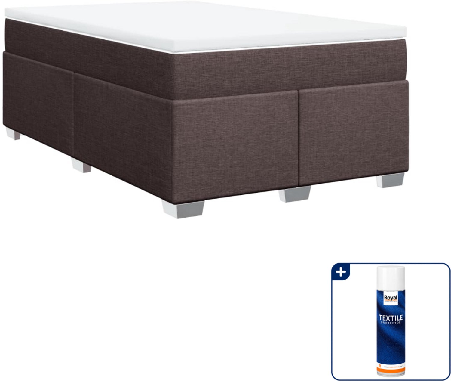 vidaXL boxspring met matras 120 x 190 cm - donkerbruin - Inclusief textielbeschermer 500 ml