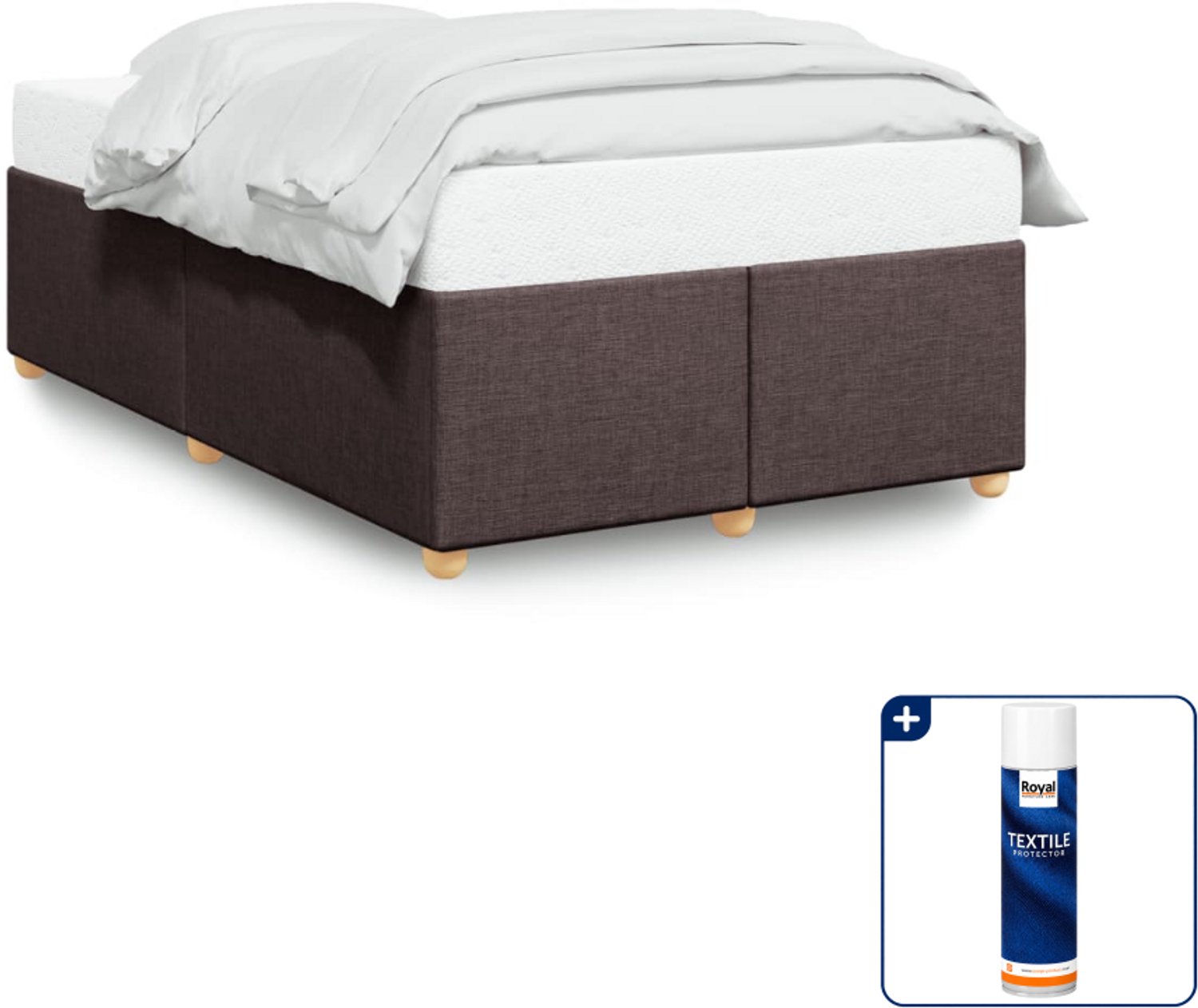 vidaXL bedframe - 120 x 200 cm - stof - donkerbruin - Inclusief textielbeschermer 500 ml Grijs