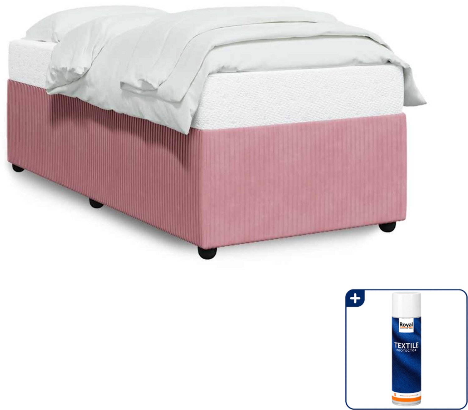 vidaXL bedframe - 100 x 200 cm - fluweel - roze - Inclusief textielbeschermer 500 ml