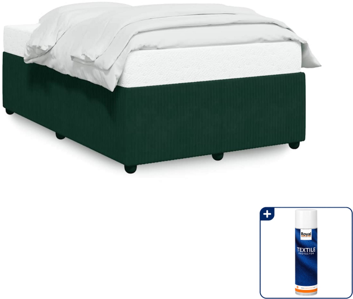 vidaXL bedframe - 120 x 190 cm - fluweel - donkergroen - Inclusief textielbeschermer 500 ml