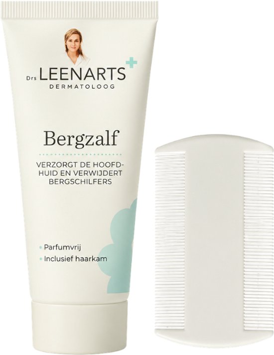 Tube Drs Leenarts Bergzalf met bijbehorende witte haarkam voor het verwijderen van berg bij baby's.