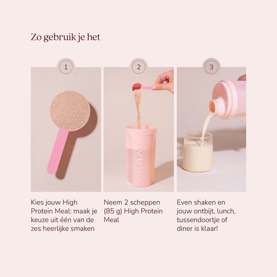 Cabau – High Protein Meal Plantaardig – Strawberry Yoghurt – Vegan Maaltijdshake met 21g Eiwit & 26 Vitamines en Mineralen – Eiwitrijke Shake voor Ontbijt, Lunch of Diner – Rijk aan Vezels – 560 Gram