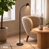 BRILONER Cielo - Vloerlamp oplaadbaar - dimbaar - led staande lamp - snoerloze bureaulamp - USB-C - 126,5 x 21 cm - zwart