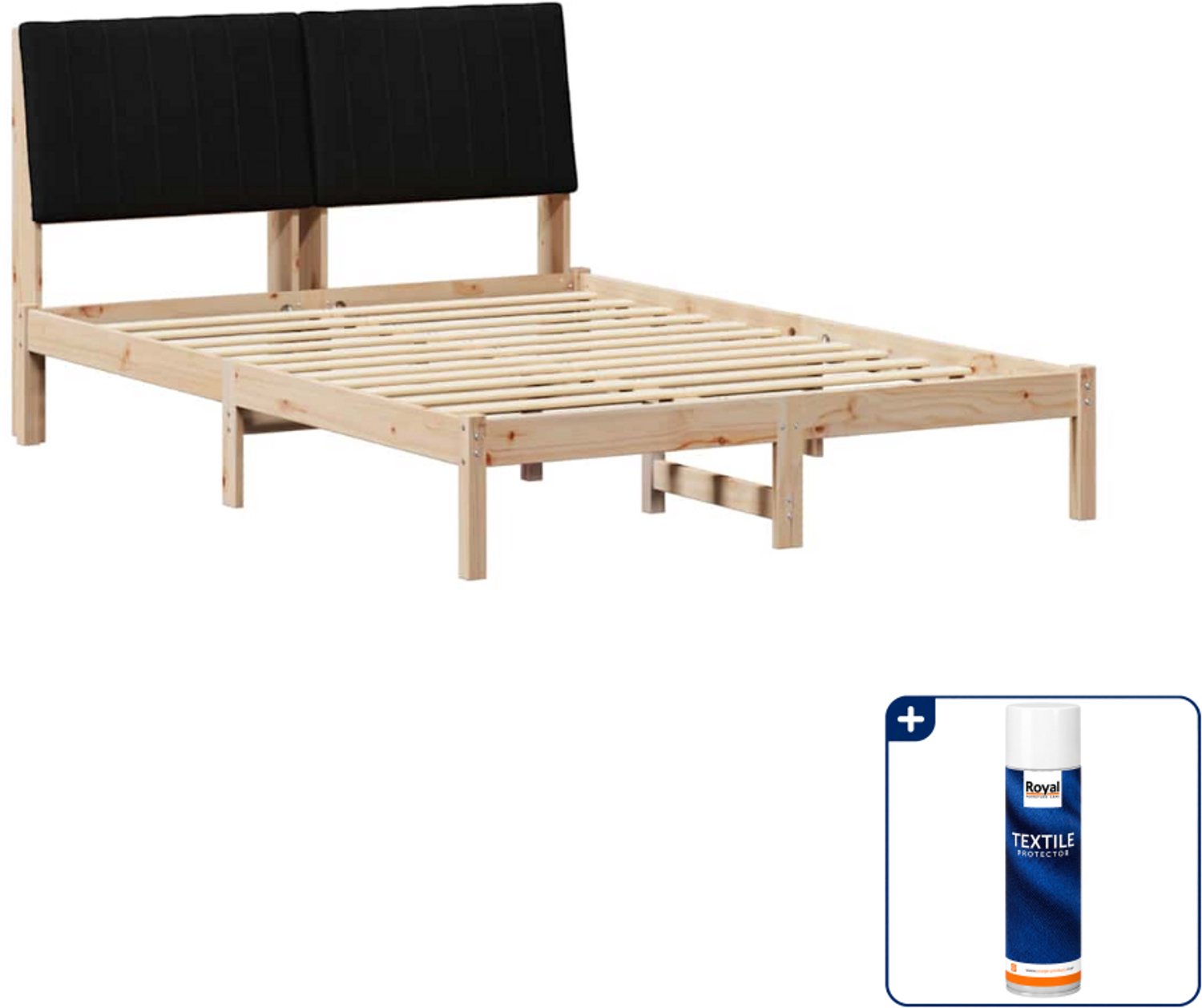 vidaXL Bedframe - 135 x 190 cm - massief grenenhout - bruin - Inclusief textielbeschermer 500 ml