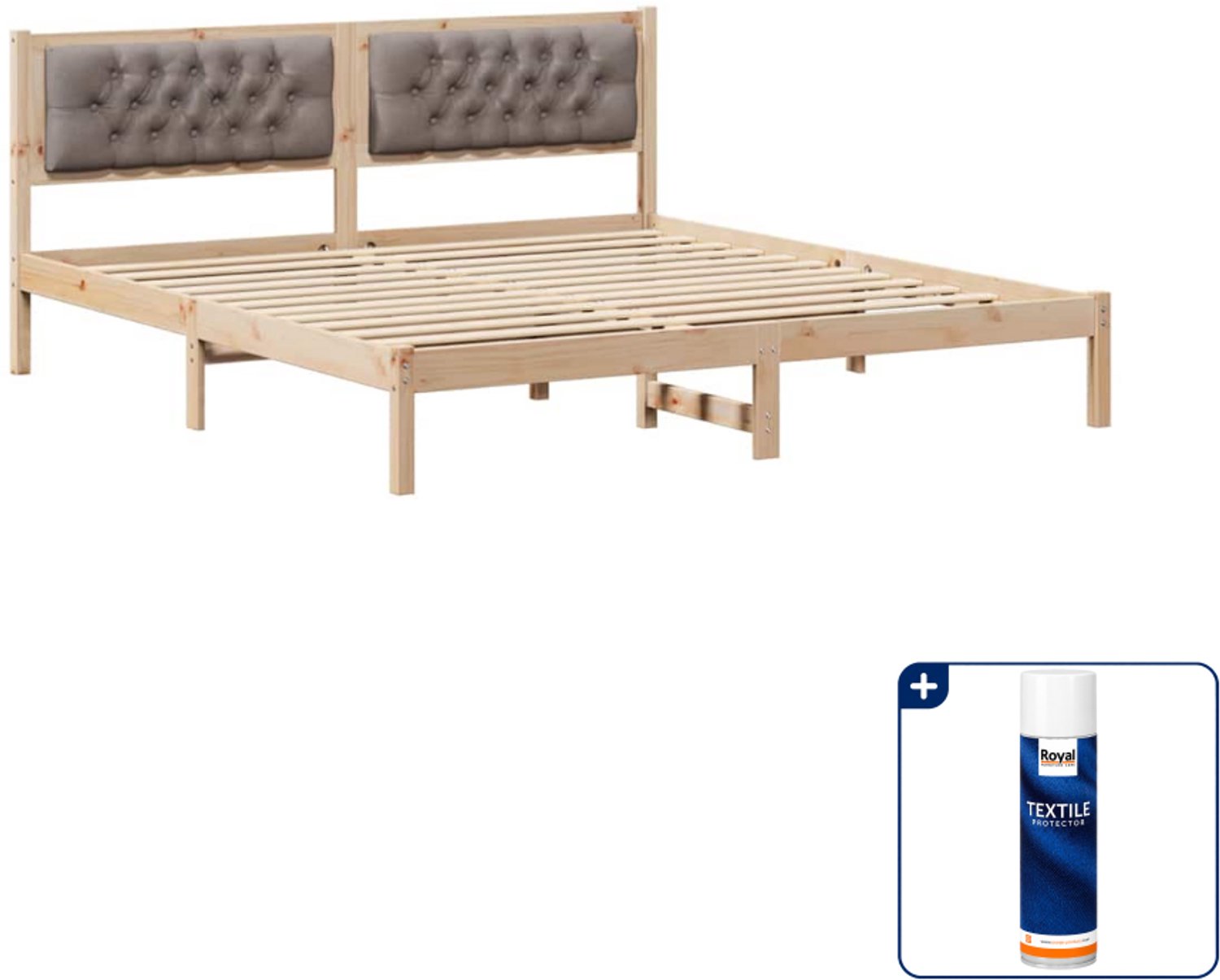 vidaXL bedframe met hoofdeinde - Queensize - 160 x 200 cm - taupe - Inclusief textielbeschermer 500 ml Bruin