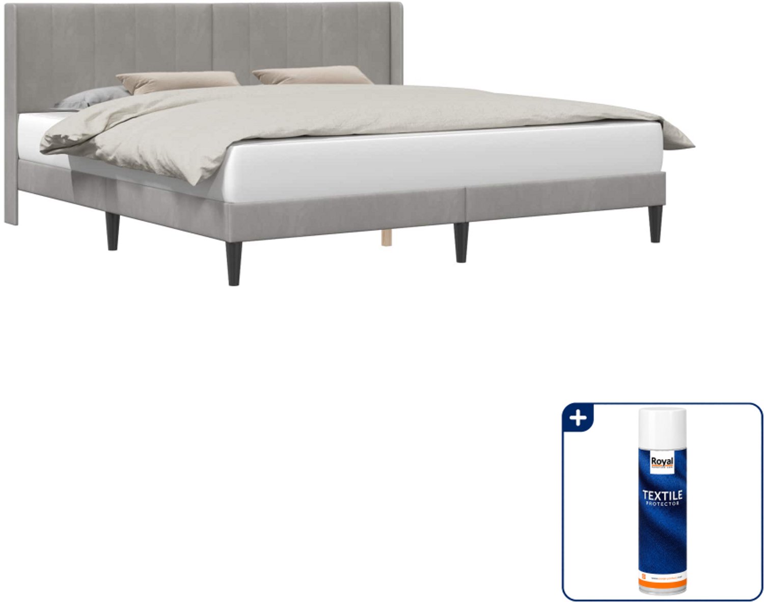 vidaXL bedframe - Kingsize - 180 x 200 cm - lichtgrijs - Inclusief textielbeschermer 500 ml