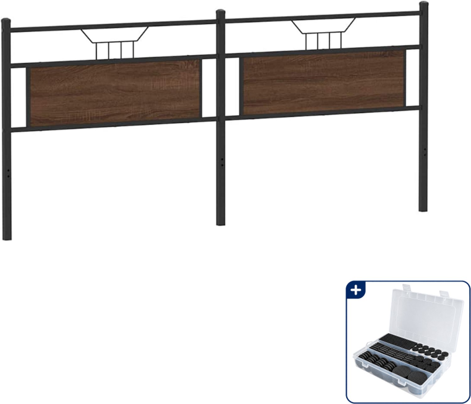 vidaXL Bedframe - 150 x 200 cm - bewerkt hout - bruineiken - Inclusief antikrasvilt 177-delig