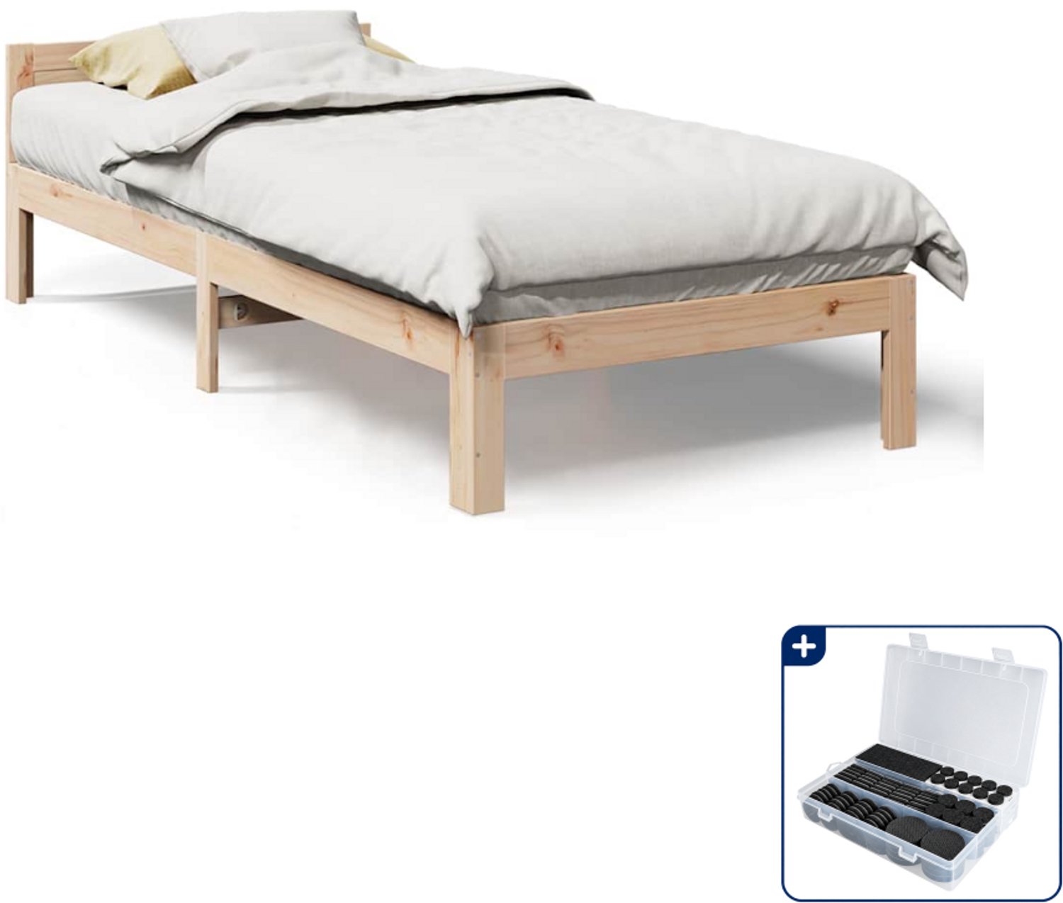 vidaXL bedframe - 90 x 200 cm - massief grenenhout - Inclusief antikrasvilt 177-delig Bruin