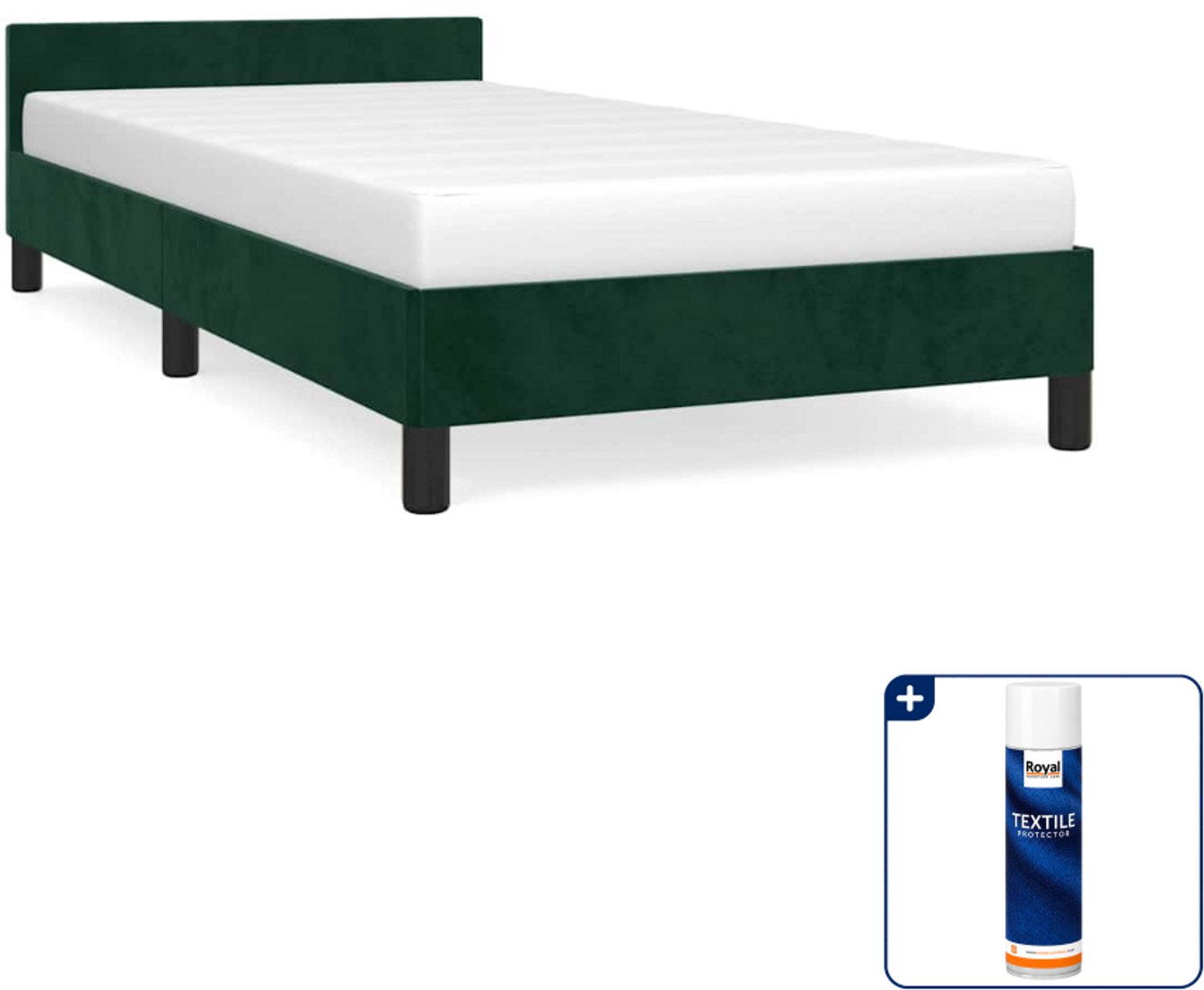 vidaXL Bedframe - 100 x 200 cm - fluweel - donkergroen - Inclusief textielbeschermer 500 ml