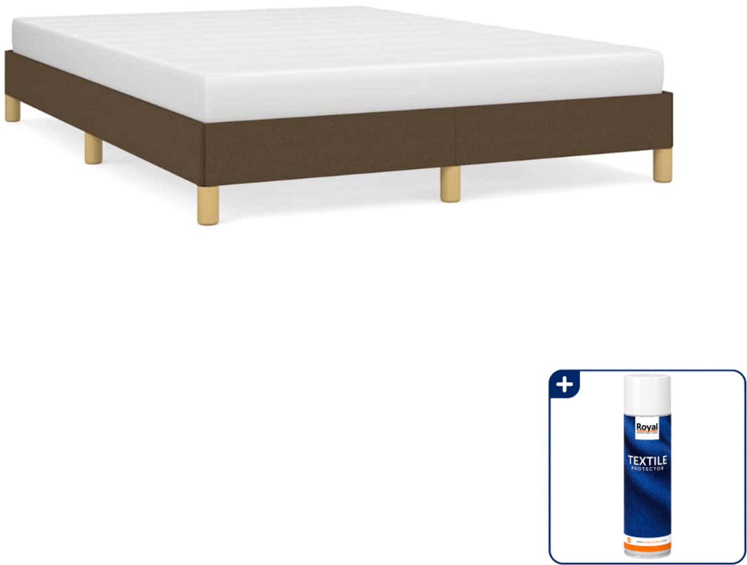 vidaXL Queensize bedframe - 160 x 200 cm - stof - donkerbruin - Inclusief textielbeschermer 500 ml