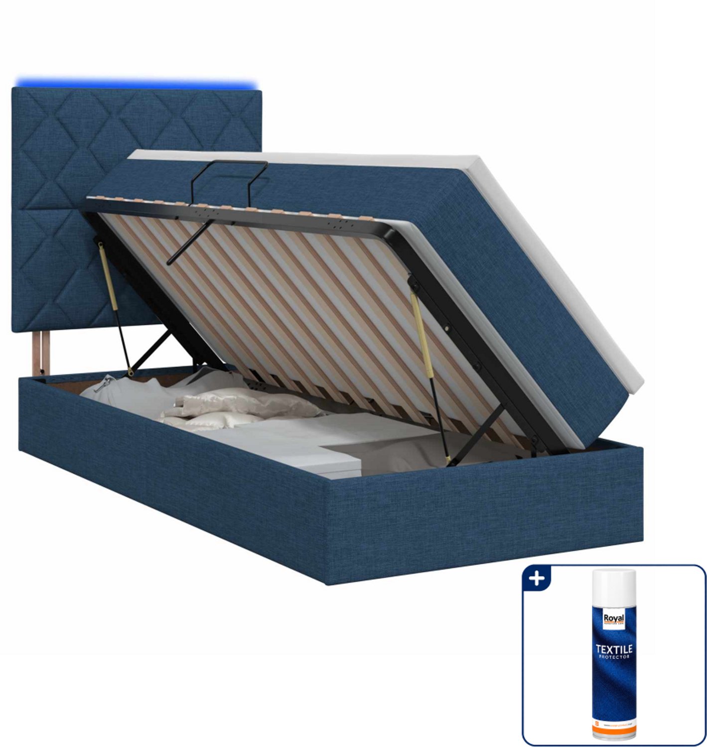 vidaXL opslagbed - 90 x 200 cm - blauw - Inclusief textielbeschermer 500 ml