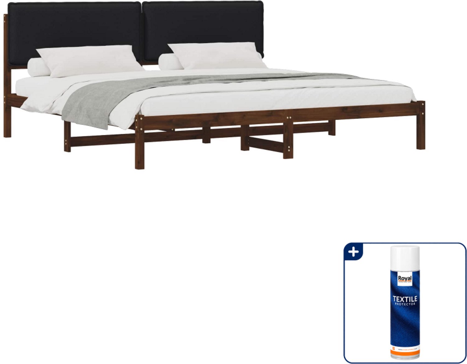 vidaXL Bedframe - Kingsize - 180 x 200 cm - acaciahout - donkerbruin - Inclusief textielbeschermer 500 ml