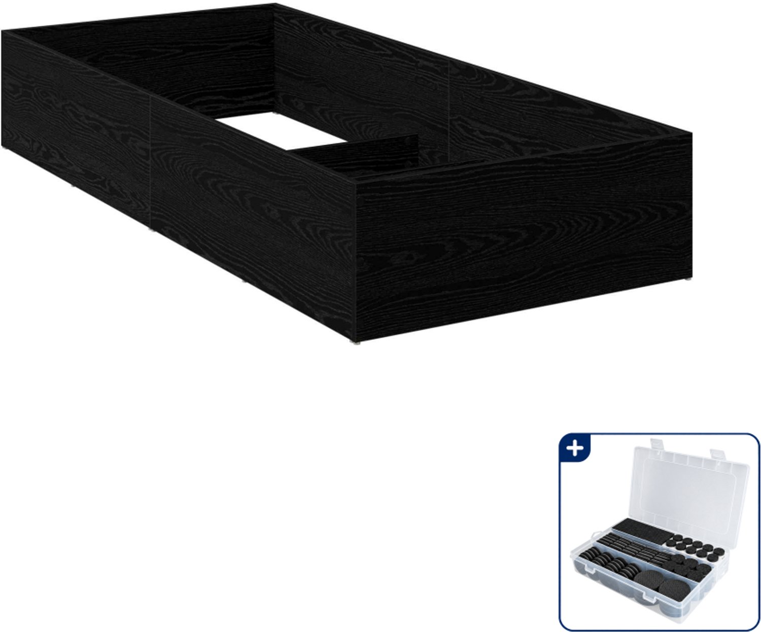 vidaXL bedombouw - 190 x 100 x 34 cm - bewerkt hout - zwart eiken - Inclusief antikrasvilt 177-delig